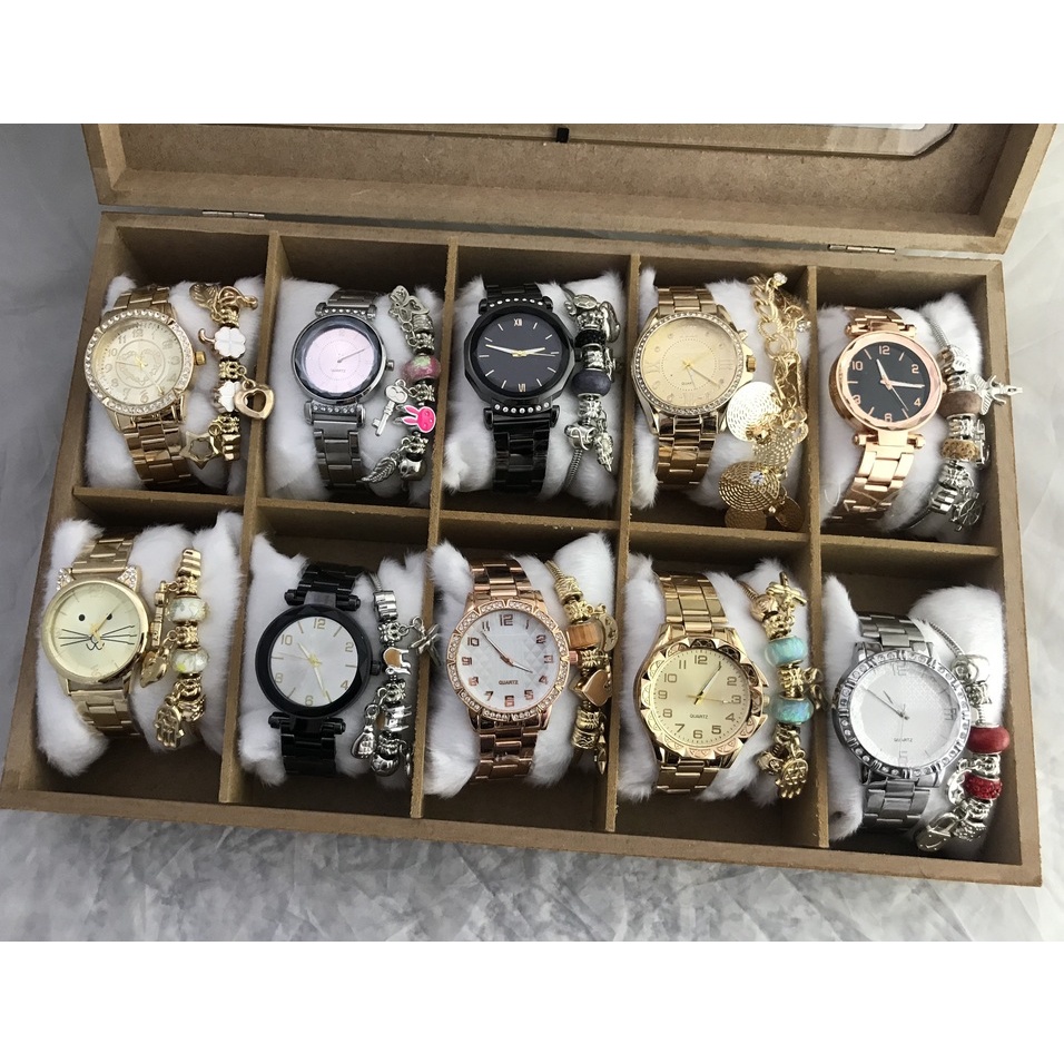 Kit 6 Relogios Feminino Aço com personalizada Pulseira Luxo elegante mulher presente dias