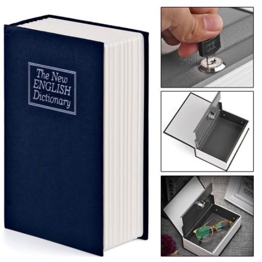 Cofre Livro Camuflado Formato Dicionário Inglês Porta Joias Grande