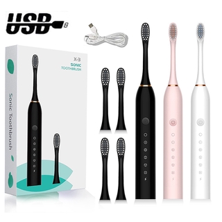 Escova Dental Elétrica Sonic Recarregável Ideal Para Crianças Adultas , 6 Modos Opcionais Carregamento USB Ultrassônica Com 2 min Construída Em Temporizador & 4 Cabeças De Substituição