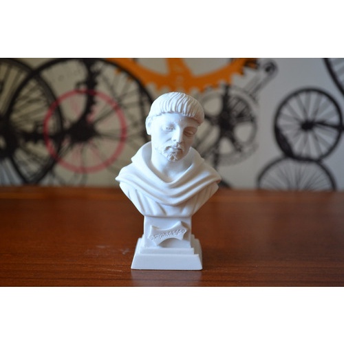 Escultura Busto São Francisco De Assis Po Marmore 11cm Italy