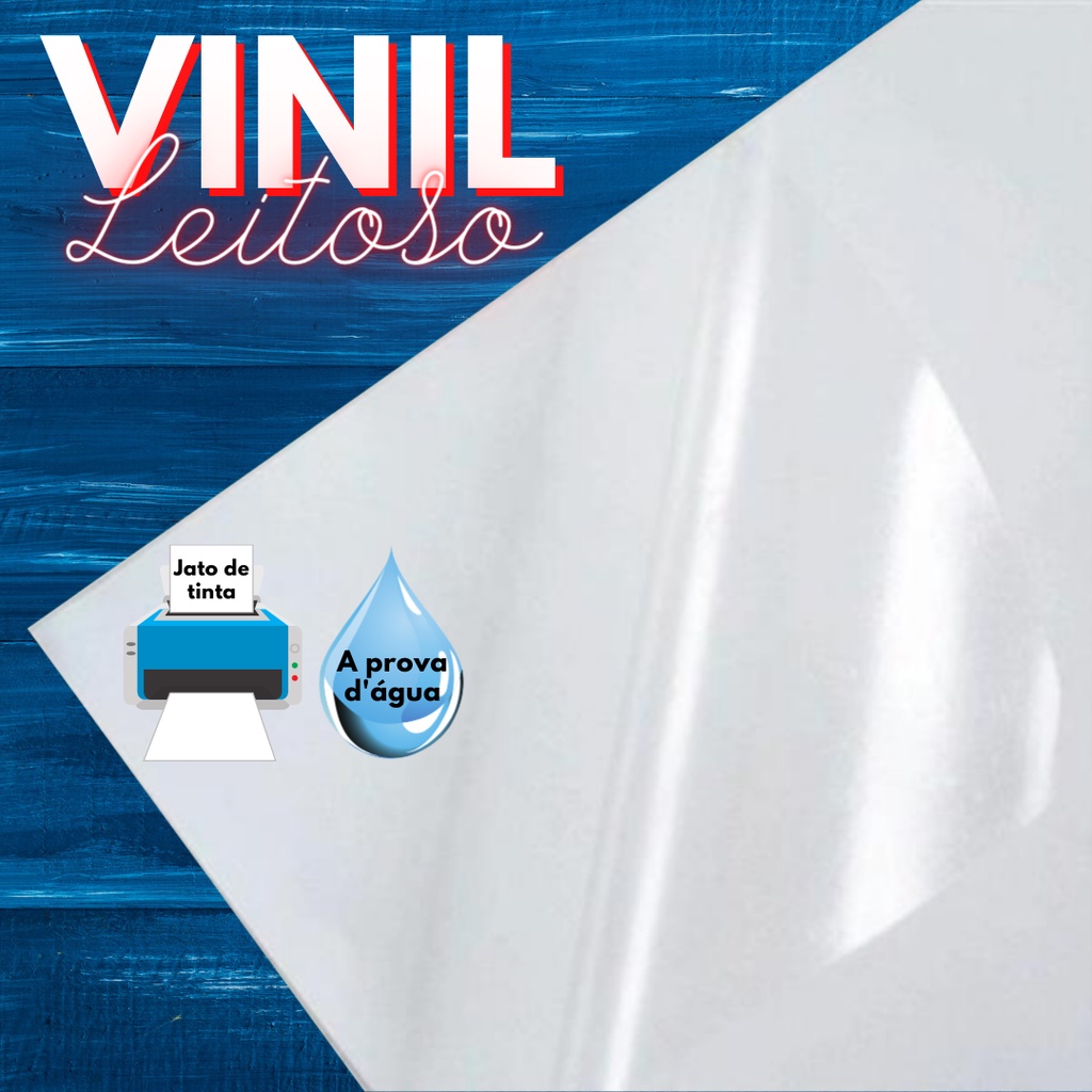 Vinil Adesivo Leitoso Semi Transparente Brilho 150g (10 Fls A4) Jato de Tinta À PROVA D'ÁGUA