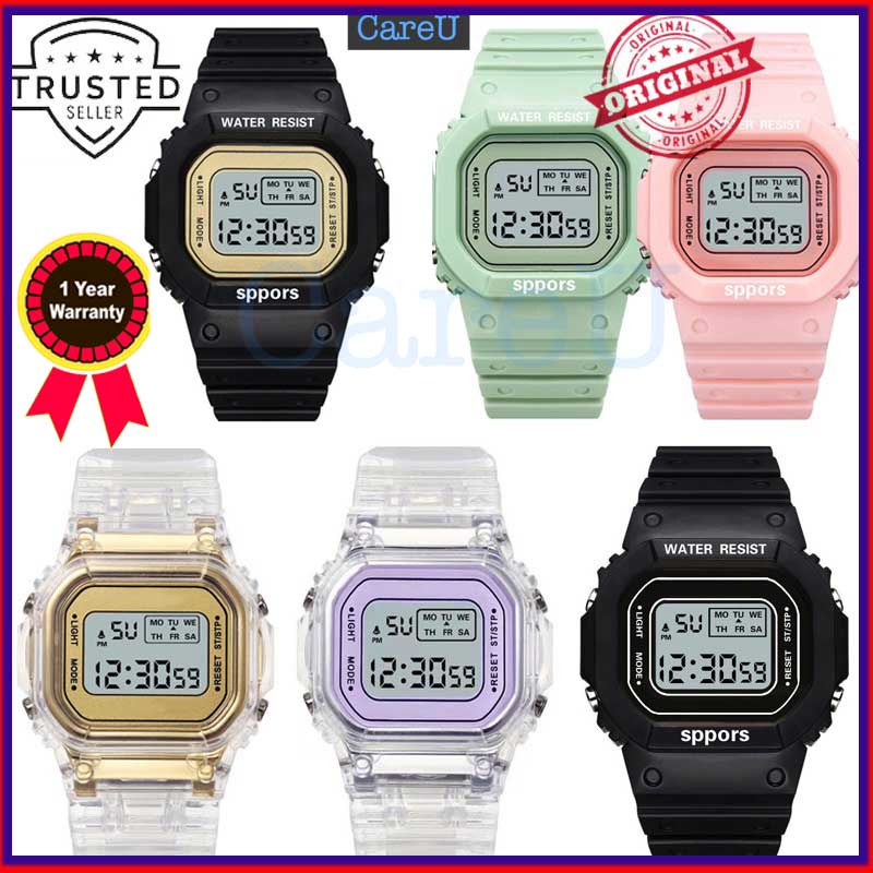 Simples Elegante Esportivo À Prova D'água Relógio Unisexo Quadrado Tela Digital