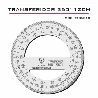 Transferidor Acrílico 360 12 cm Transparente com bordas retas sem chanfro Desenho Técnico Fenix em Oferta na Shopee