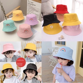 Chapéu Infantil Boné Cata Ovo Bucket Hat Criança Proteção Solar / chapéu de Pescador para Bebê arco-íris