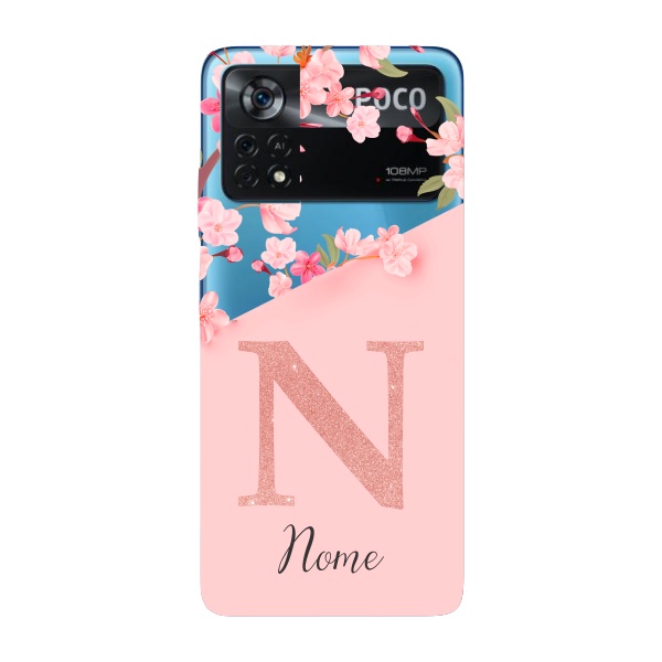 Capinha para Xiaomi Poco X4 Pro Anti Impacto Personalizada - Delicate Flowers com nome e fundo transparente