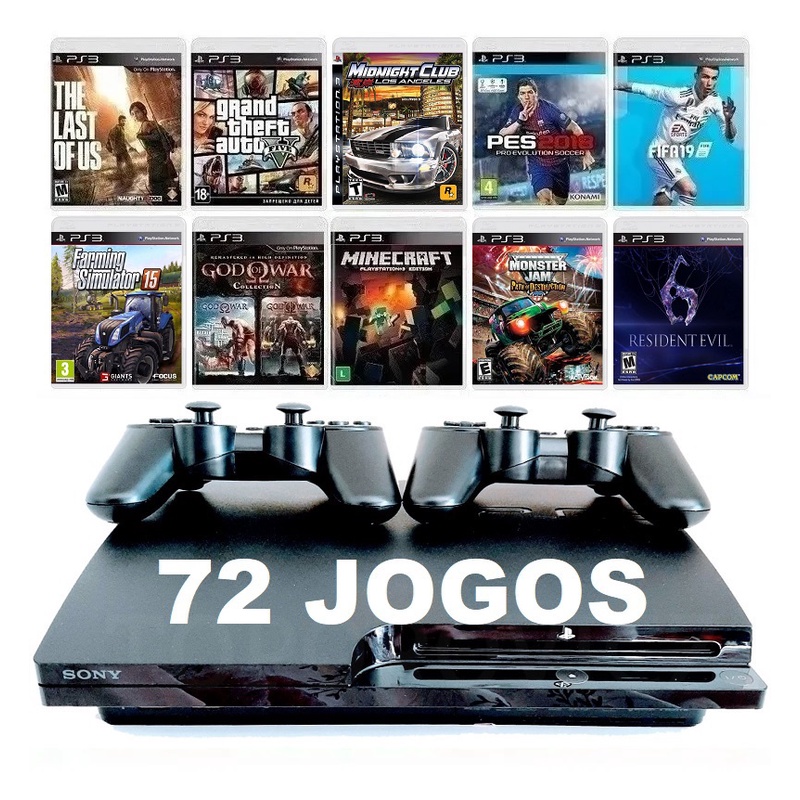 Ps3 Playstation 3 Com 72 Games Jogos Originais