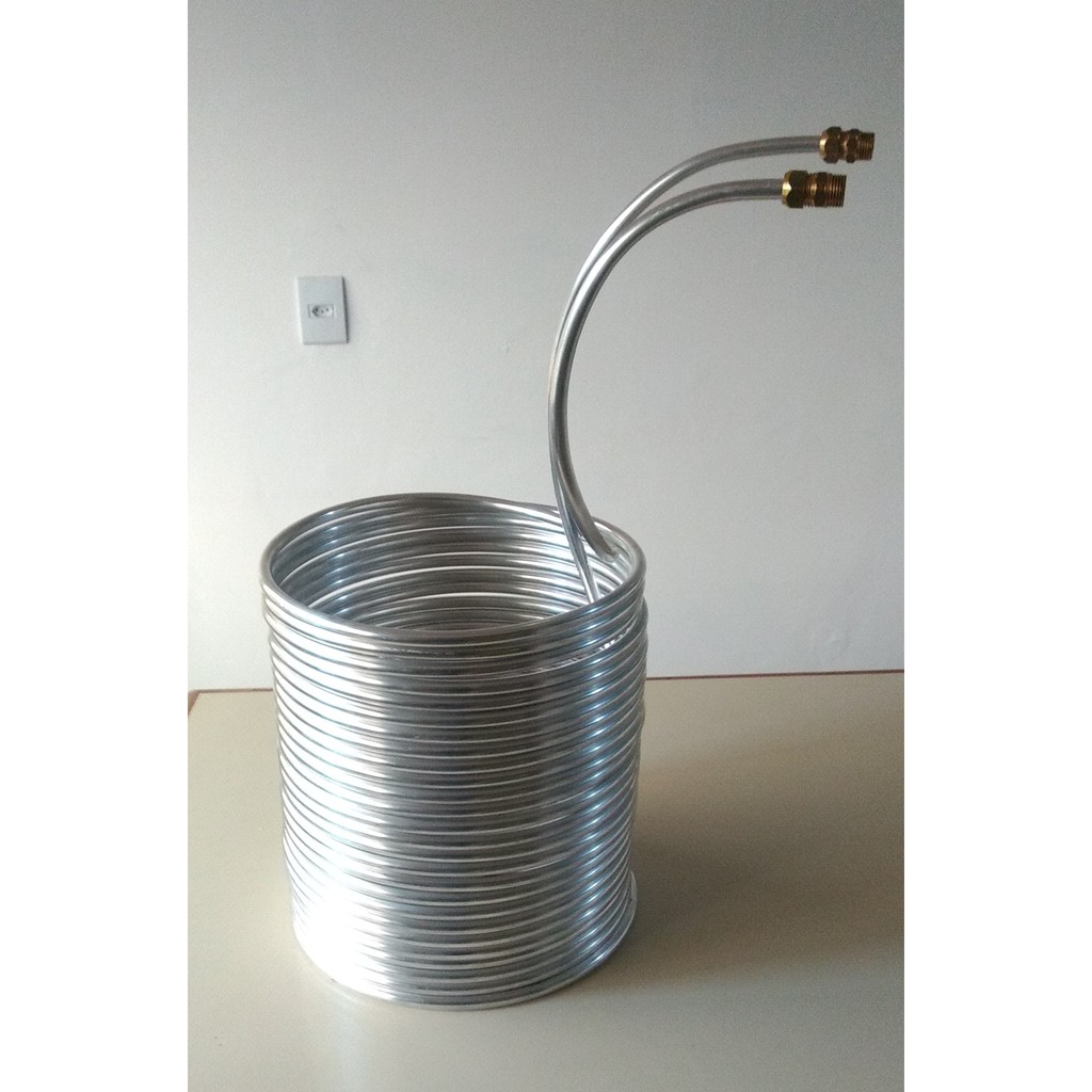 Resfriado/Chiller/Serpentina Imersão 25 metros 1/2" 0,8mm Alumínio Com Engates Cerveja Artesanal