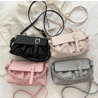 Bolsas de ombro de luxo com dobras de couro macio de cor sólida de verão para mulheres 2021