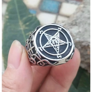 Anel Aço Inox Lúcifer  Pentagrama  Sobrenatural