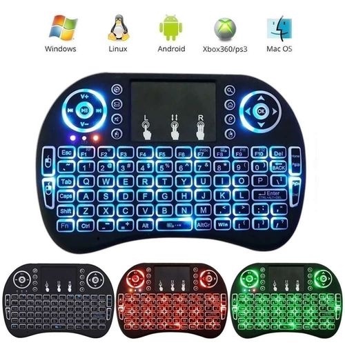 Mini Teclado Sem Fio com Touchpad | Iluminado RGB | Smart TV | USB | Wireless 2.4GHz