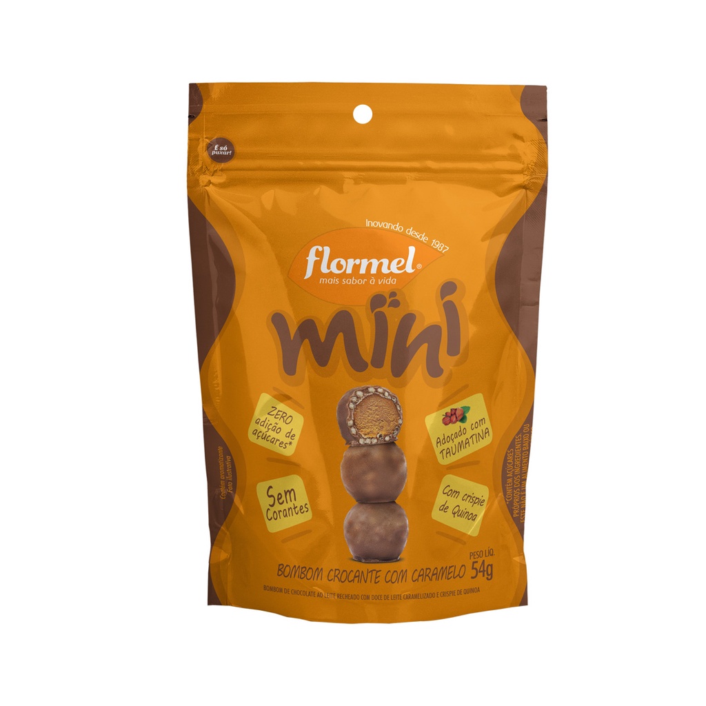 Mini Bombom Crocante com Caramelo 54g - Flormel em Oferta na Shopee