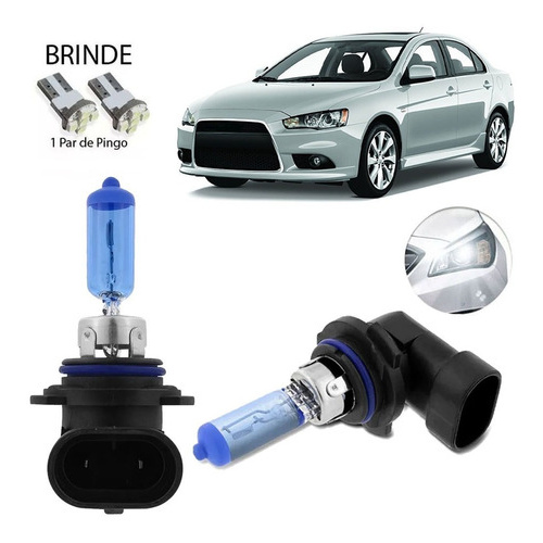 2 Lampadas Super Branca 8500k Farol Alto Lancer 2007-2015