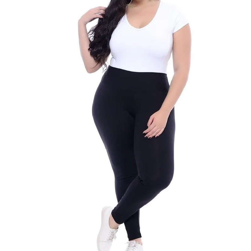 Calça Legging Plus Size Cós Largo Da K2b - Tecido Grosso  G1 G2 G3 Em Poliamida Envio em 24hs