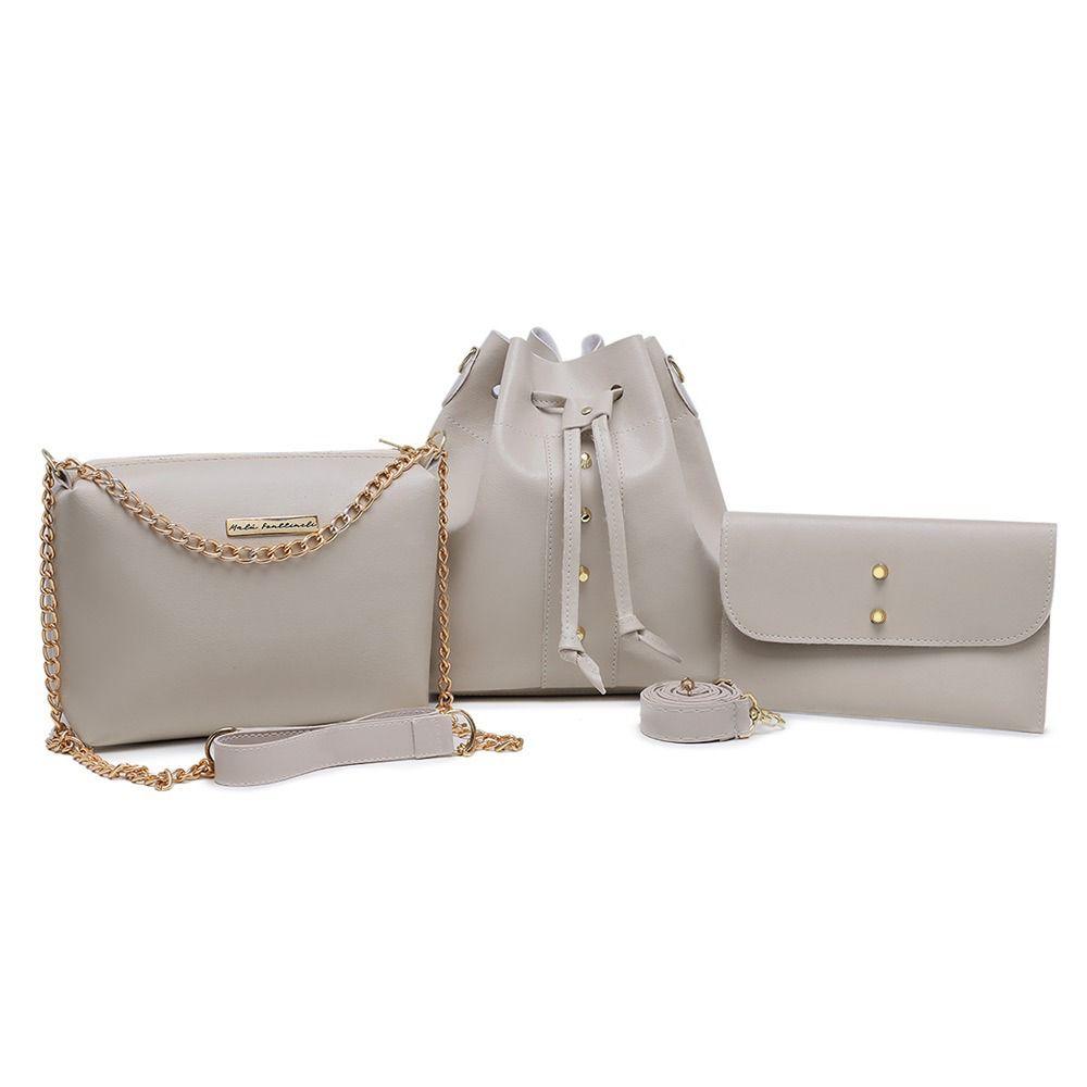 Kit Bolsa Feminina Com Bolsa Saco + Bolsa Tira Colo Alça Transversal De Corrente + Carteira Feminina Várias cores Para Você Escolher.