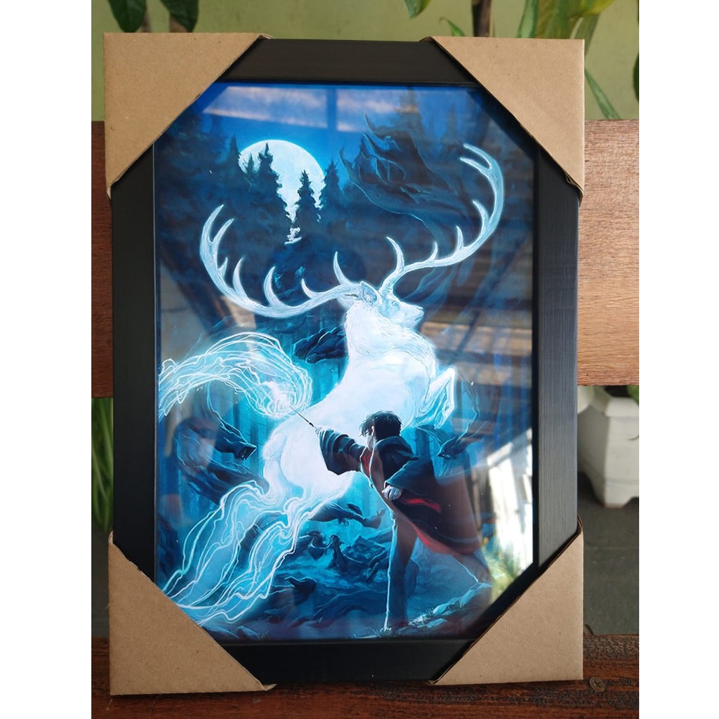 Quadro decorativo com moldura e vidro Harry Potter azkaban grifinória sonserina corvinal