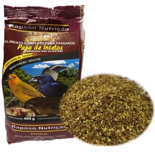 Ração Pássaros Silvestres Papa Insetos 400g Raposo