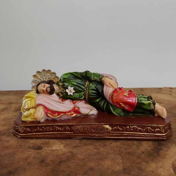 Imagem de São José Dormindo em Resina 20cm Imagem Católica São José Deitado que o Papa Francisco tem