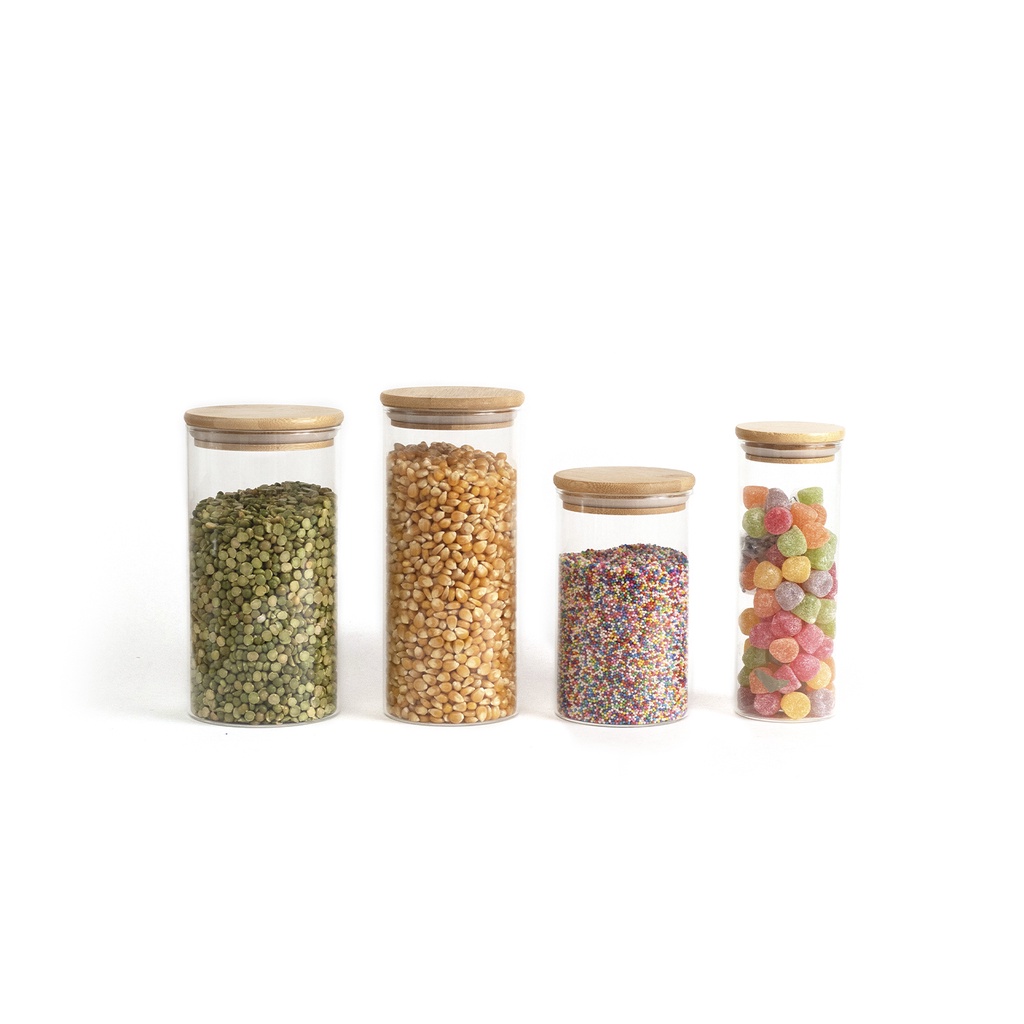 Kit Pote De Vidro Hermético Tampa Bambu 450/600/1100/1650ml em Oferta na Shopee