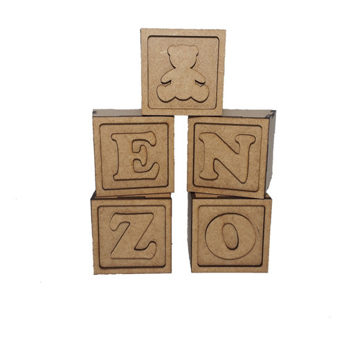 10 Cubos Mdf Cru 6x6 Cm Com 10 Letras Nome E Moldura