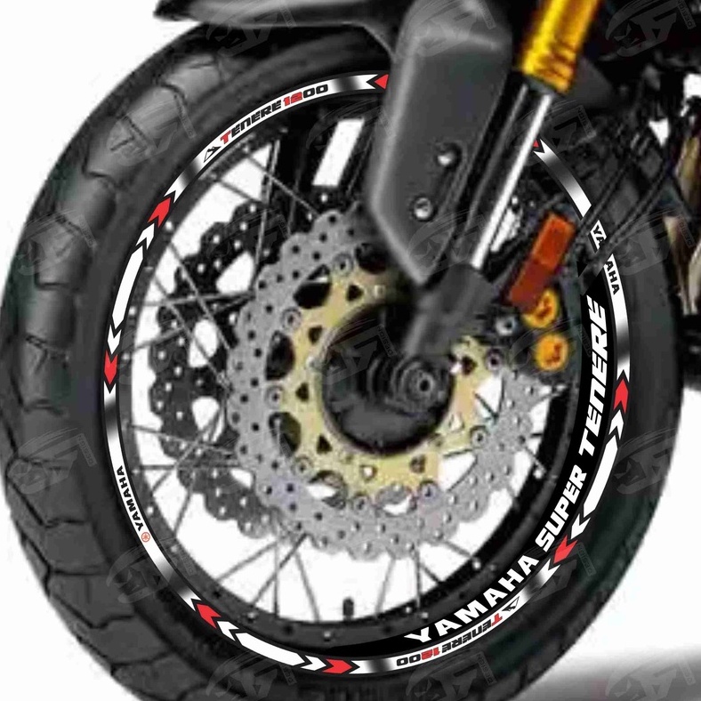 Adesivo Friso Refletivo Roda Moto Yamaha Super Tenere 1200 Tenere 660 + Adesivos Internos M01 branco vermelho