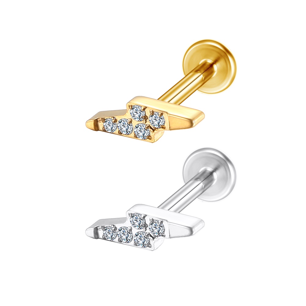 Piercing Labret Raio Zircônia Aço Cirúrgico Rosca Interna | Helix, Tragus, Conch, Nariz, Boca-Medusa em Oferta na Shopee