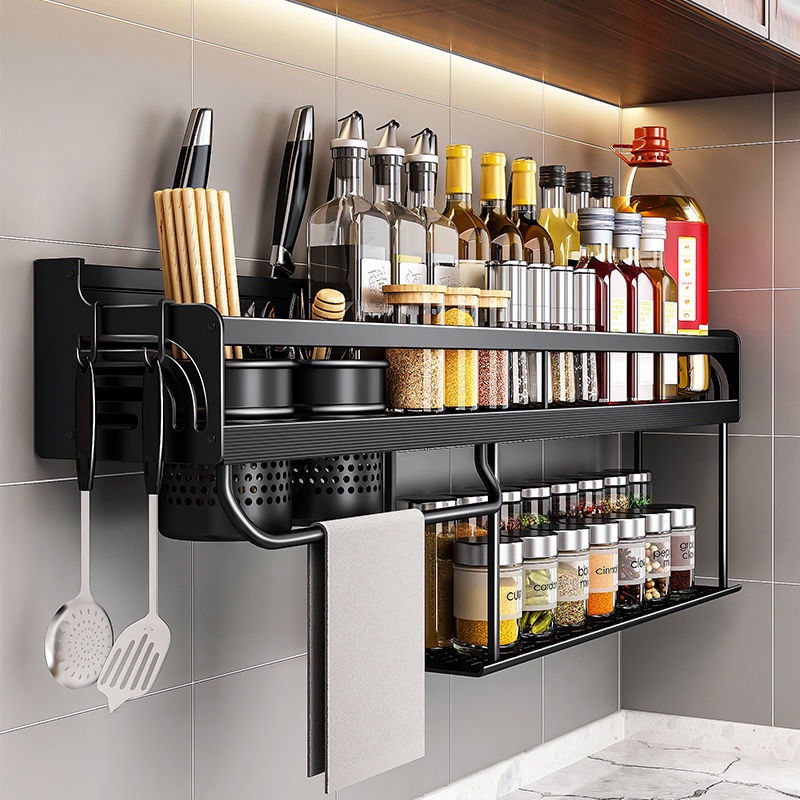 KONG 2-Tier Spice Rack Organizador De Condimentos Cozinha Montado Na Parede Louça De Mesa Suprimentos De Armazenamento