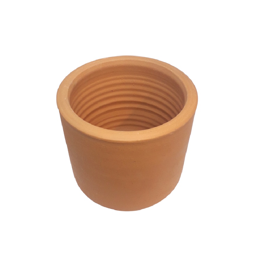 Vaso De Barro Decorativo Cilindro 18x16 Cachepot Cerâmica
