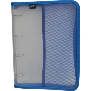 Fichário Universitário Cristal 4 argolas com ziper - Azul em Oferta na Shopee