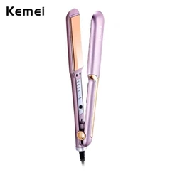 Alisador De Cabelo Kemei Wide Plate Rebonding Vise Rápido Calor Plano Ferro Encaracolado Ajustável Ferramentas De Estilo De Temperatura