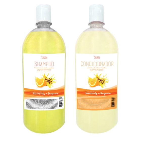 Kit Shampoo e condicionador 1 litro cada - Hamamelis e Tangerina - Yantra cosméticos -