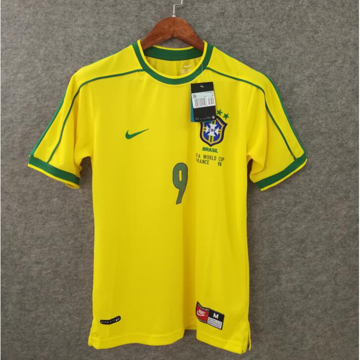 Camiseta Personalizada Brasil Retrô 1998 Nome E Número - Escorrega o Preço