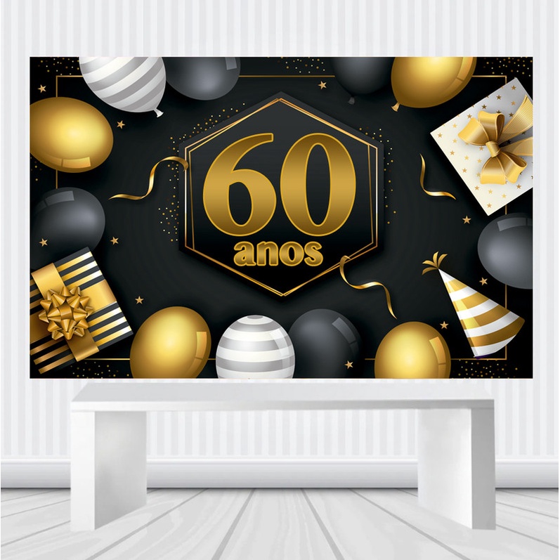 Painel banner De Festa para 60 anos 1,00m X 0,65cm