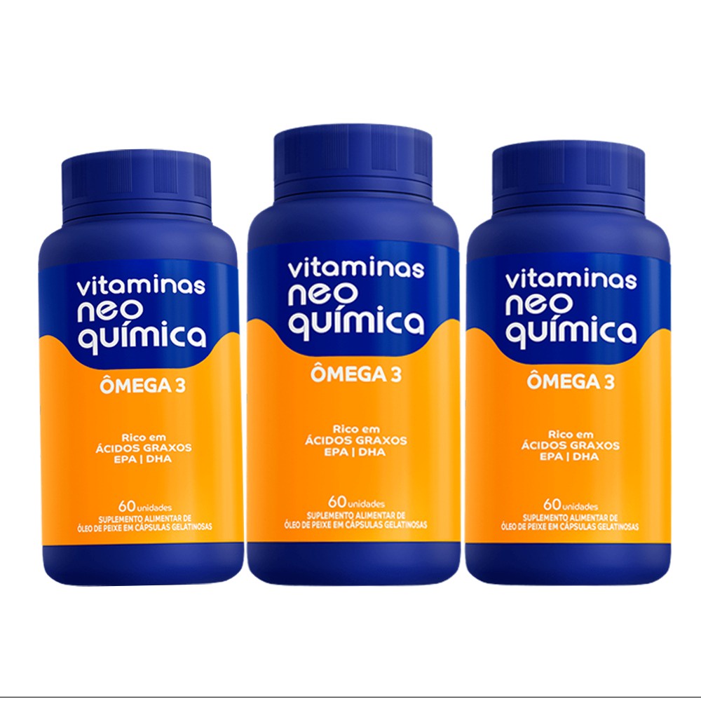 Kit 03 unidades de Ômega 3 Neo Química 60 comprimidos Shopee Brasil