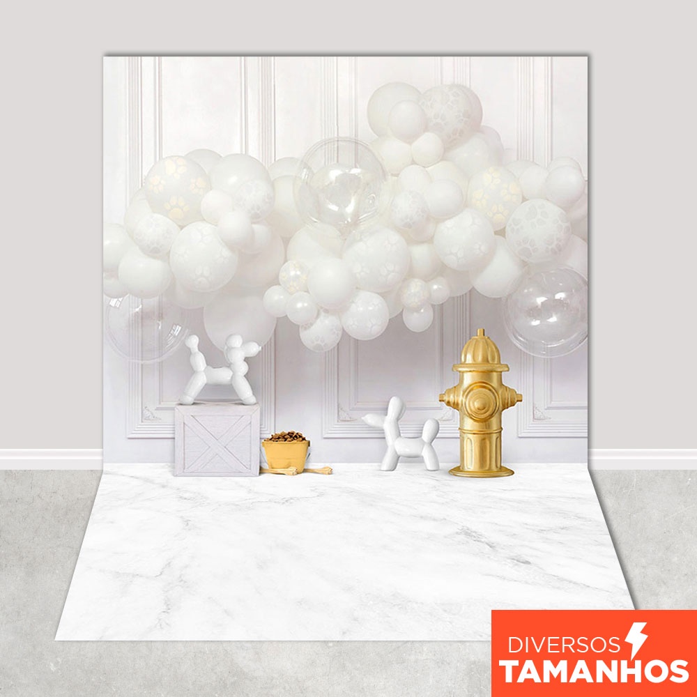 Fundo Fotográfico Pet Shop Ano Novo Cenário Balões Em Tecido 1,20x1,70m - PET-09 em Oferta na Shopee