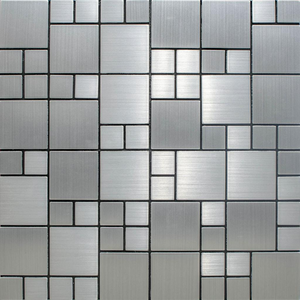 Pastilha Adesiva Metálica Prata Inox Escovado M104 30x30cm Cozinha Banheiro