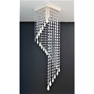 Lustre Cristal de Acrílico Sala de Jantar 60 cm de Altura Quarto Sala de Estar Cor Branco em Oferta na Shopee