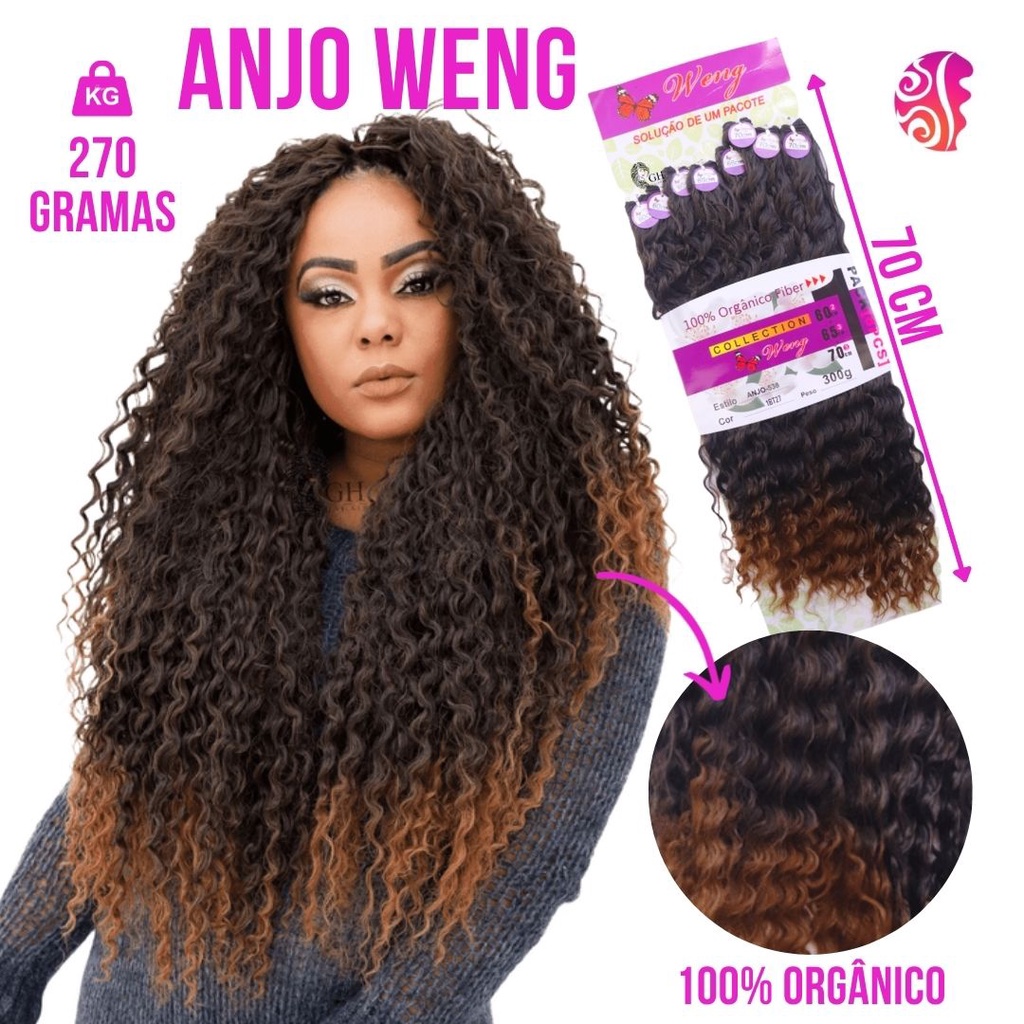 Cabelo Organico Cacheado 8 Telas Longo 270gr Para Mega Hair - Entrelace -  Faz Uma Cabeça - Anjo - Weng +Agulha | Shopee Brasil