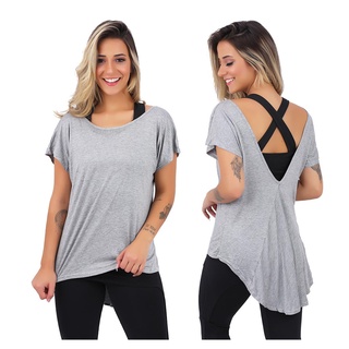 Kit 3 Camisa Feminina Blusa Tapa Bumbum Roupas Para Academia Ginástica Moda Fitness C05