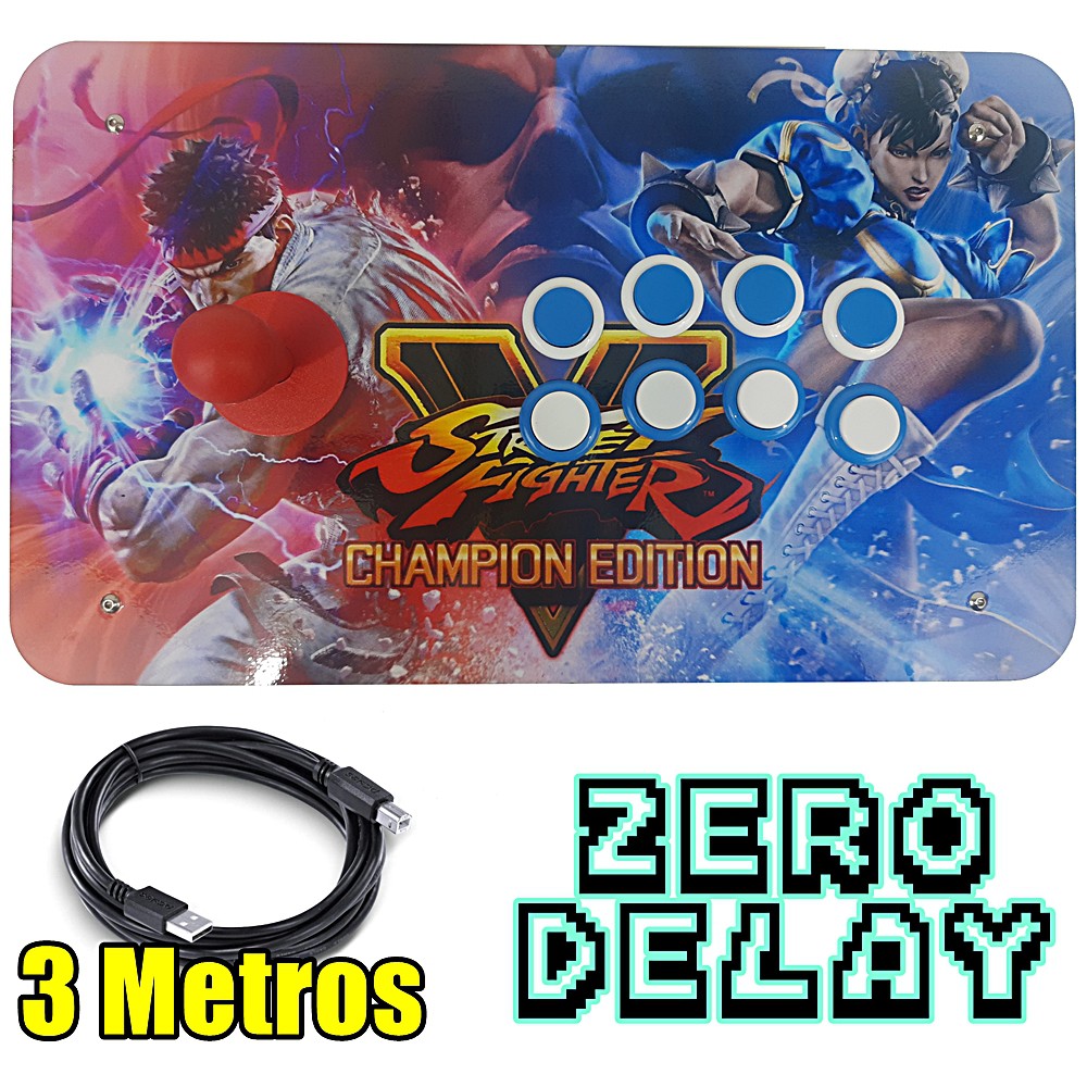 Controle Zero Delay Profissional Playstation 3 E 4 - Arcade Usb Edição Street Fighter 5 Competição