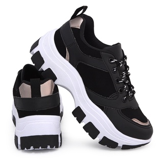 Tenis Feminino Chunky Sneaker Plataforma Preto Branco