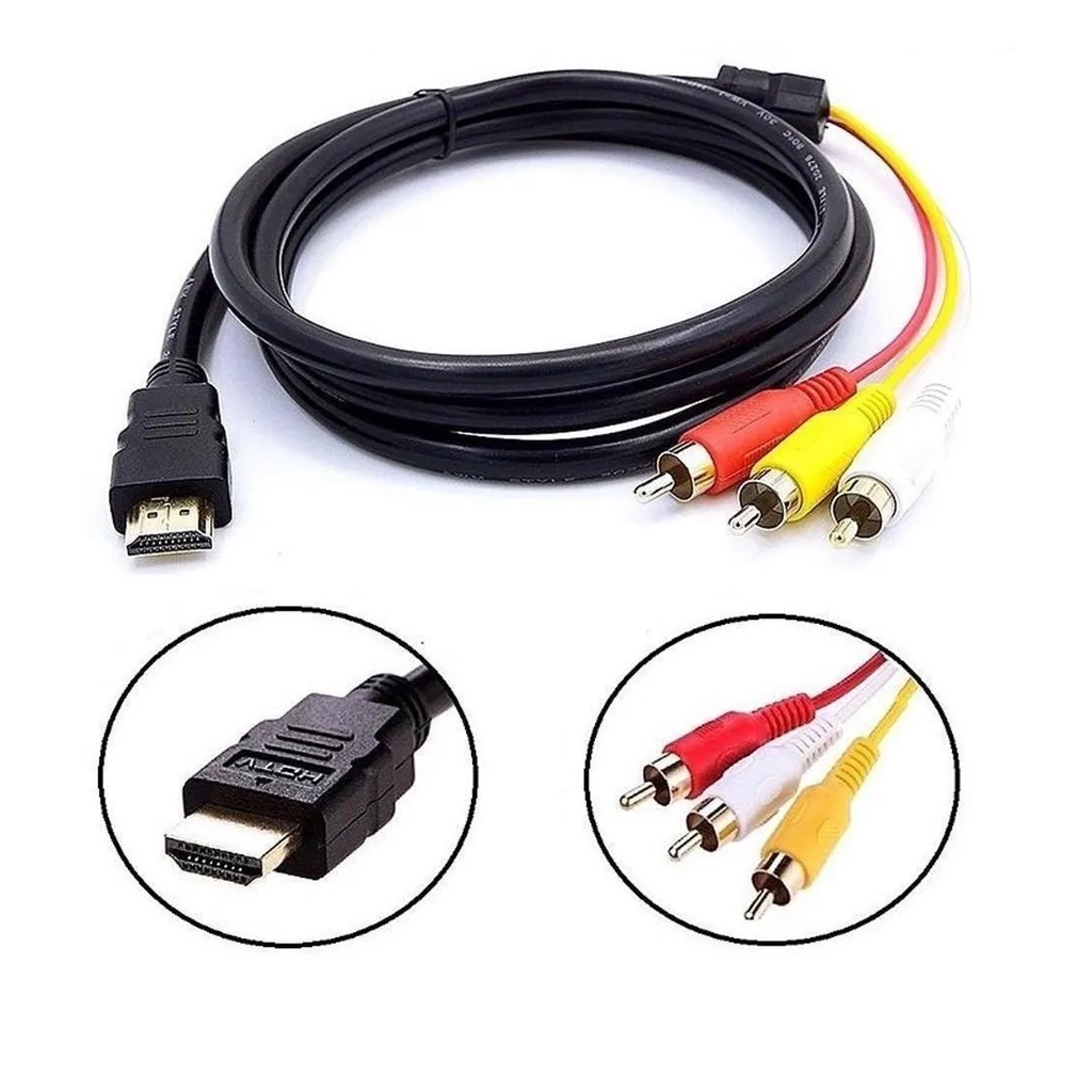 Cabo Adaptador Hdmi Para 3 Rca Com Saída Av Para Tv De Tubo em Oferta na Shopee