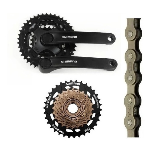 Kit Shimano Tourney Bike 21v - Catraca Megarange 14/34D + Pedivela Reduzido 42d + Corrente Index