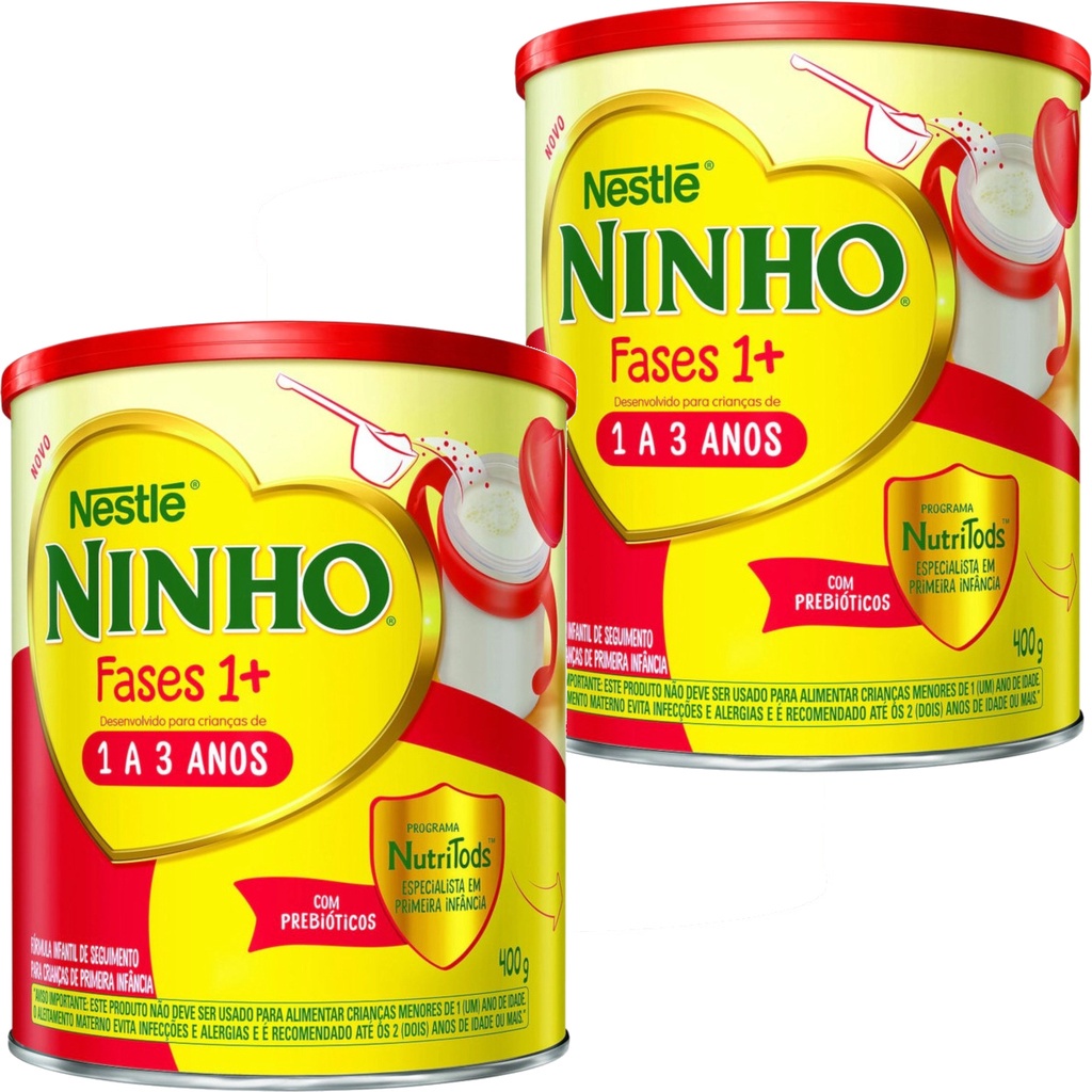 Kit 2x Leite em Pó Ninho Fases 1+ Nestlé 400g