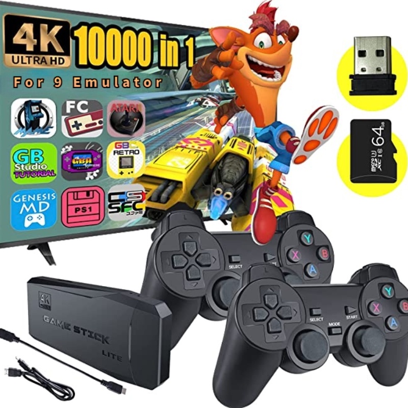 Video Game Retro Stick 4k 10 mil jogos retrô + 64 GB + 2 controles