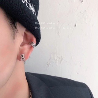Brincos De Sinal Dólar Simples Hip Hop Titanium Steel Para Jóias Homem E Mulher Acessórios