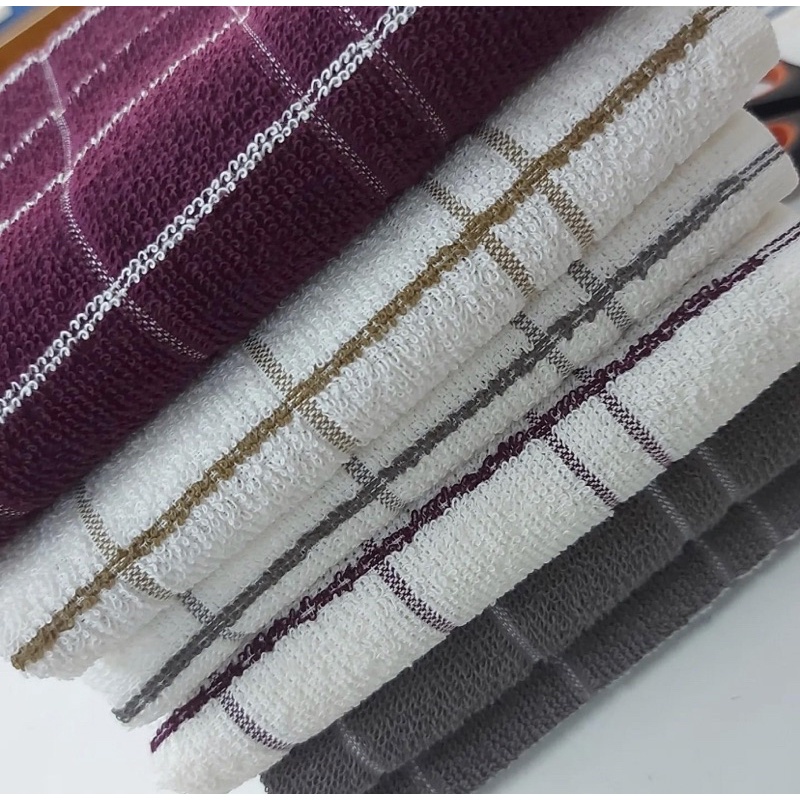 kit 6  Pano de Prato Copa Felpudo Atoalhado Chef Grande Listrado