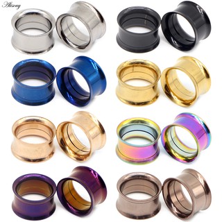 Alisouy 2pcs Aço Cirúrgico Parafuso De Para Encaixe De Orelha Túnel De Carne Plugues Anodizados Rosca Interna Dupla Oca Expansora Jóias
