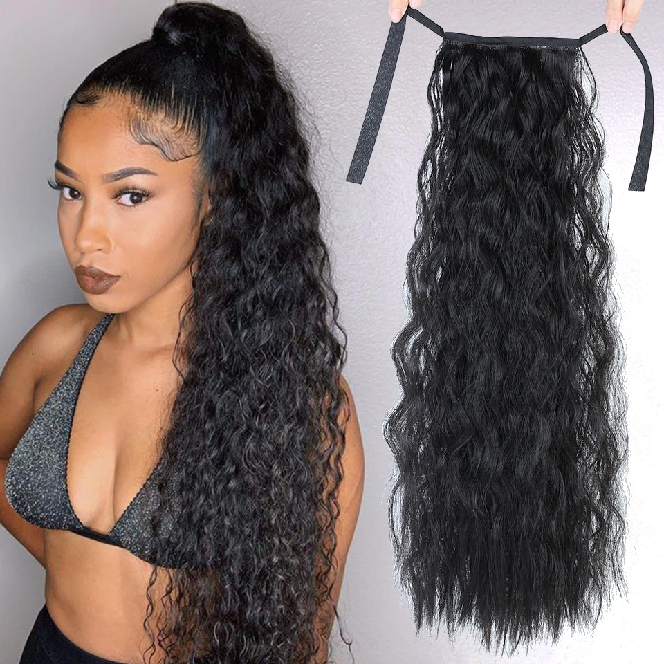 Afro Encaracolados Cordão Rabo De Cavalo Ombre Cor Extensões De Cabelo Sintético Rabo De Cavalo