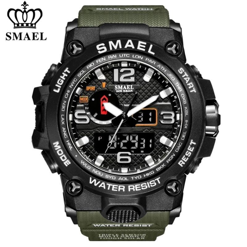 Relógio Smael marca masculino esportes relógios dupla display analógico digital led eletrônico quartzo relógios de pulso à prova dwaterproof água natação militar relógio