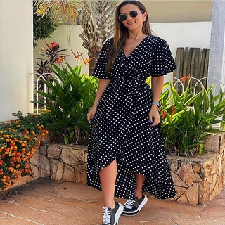 Vestido midi alongado Cruzado Envelope Transpassado moda envelope estampados e cor básica boho